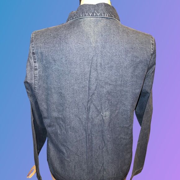 NWT 80s Vintage Cherokee Embroidered Denim Button Up Shirt Size Large B1 - Picture 6 of 9